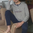 Пижама мужская "Nightwear" Размер: 52 (it), цвет: серый, бело-голубой 92991 на отдельном изображении фрагментом ткани инфо 2486r.